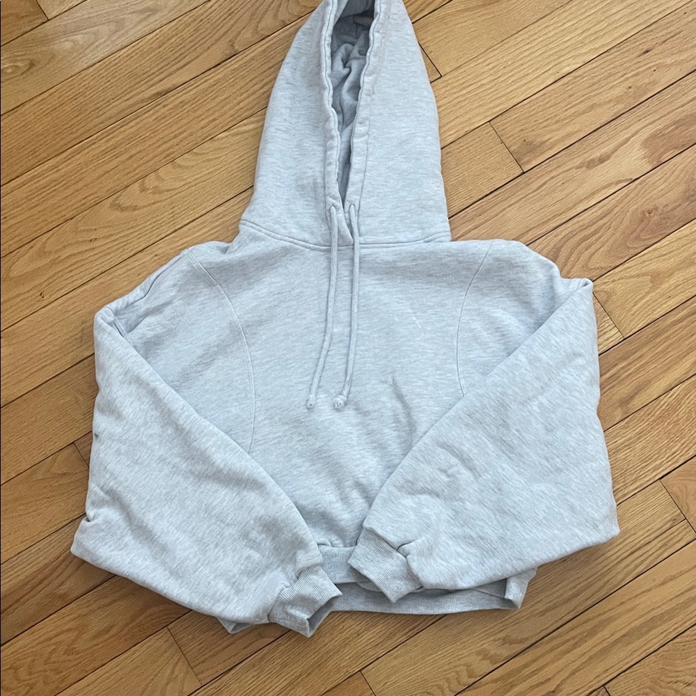 Gray Cropped “Lazy Sunday” Women's Hoodie